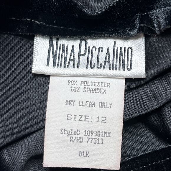 Vintage 90s Nina Piccalino Black Velour Maxi Skirt Side Slits Women's 12 Goth - Picture 3 of 5